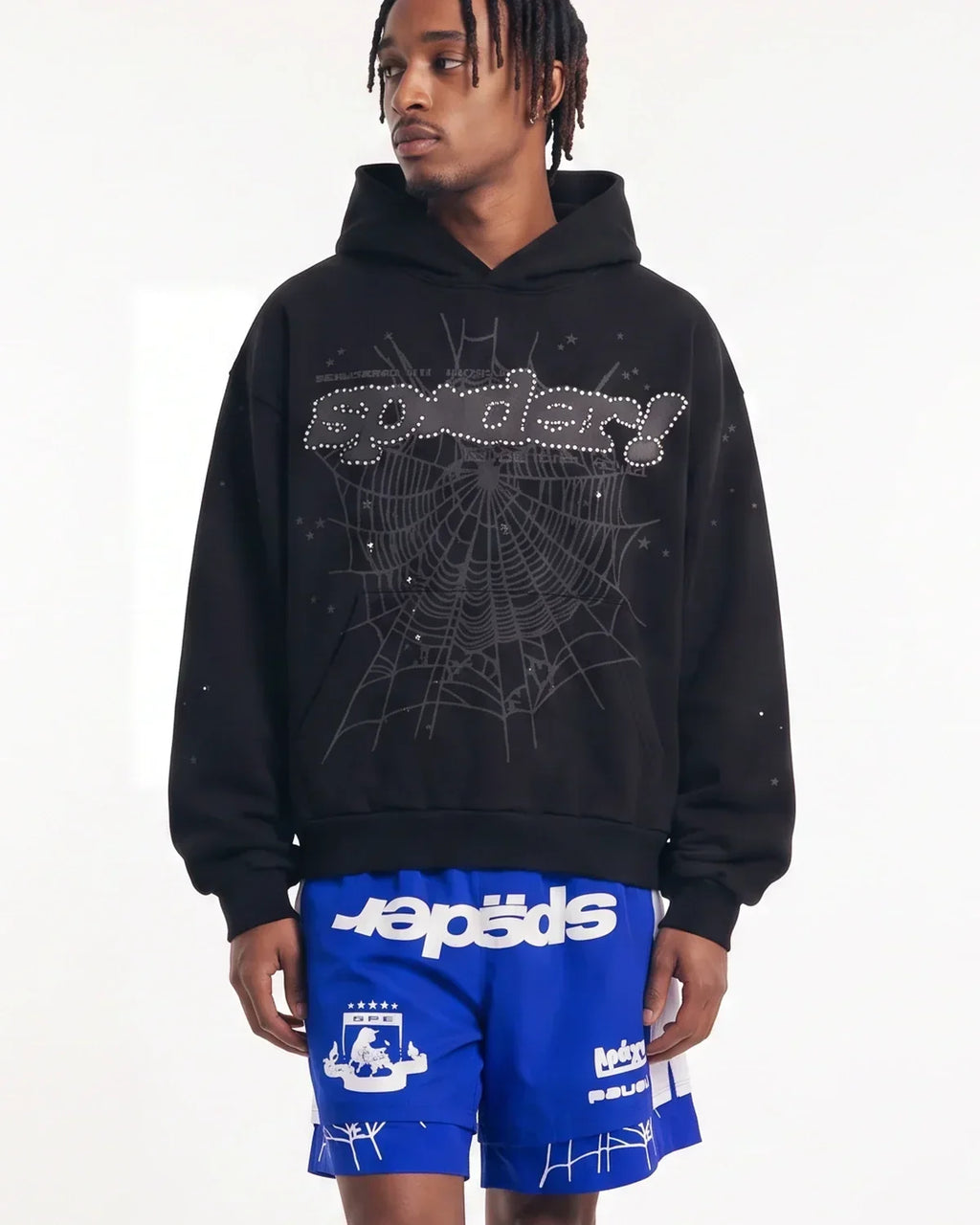 Sp5der P*nk V2 Rhinestone Hoodie Black