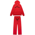 Sp5der Graphic Tracksuit Set - Red / Light Fleece Lined