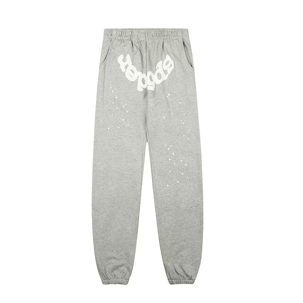 Sp5der Grey Sweatpants with White Logo Detail