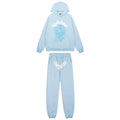 Sp5der Graphic Splash Hoodie & Sweatpants Set - Light Blue