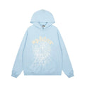 Sp5der Light Blue Pullover Hoodie with Tonal Web Print