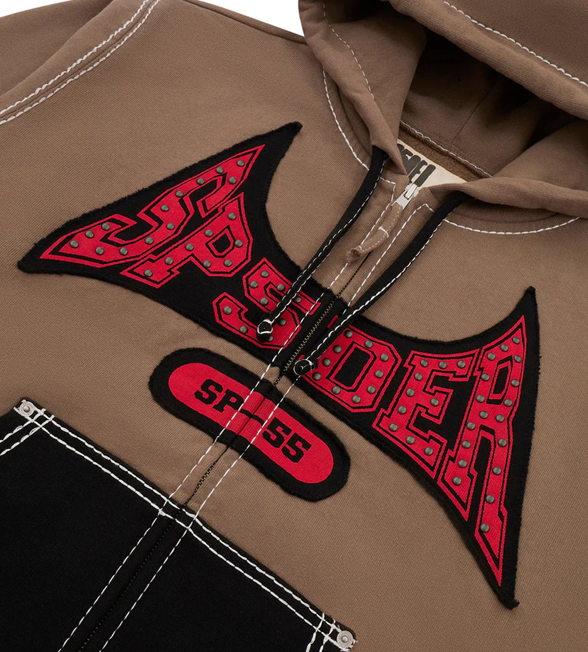 Sp5der T&F Zip-Up Hoodie Brown/Red